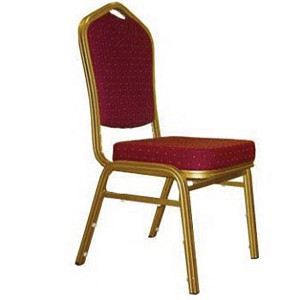 Chair, banquet, burgundy velvet fabric and gold tube Price: TT$10.00/chair