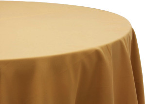 Polyester tablecloth, 120", gold, round Price: TT$40.00/item 