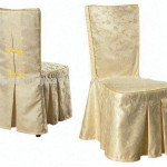 Polyester chair cover, ivory, with chair tie detail at back. Cost per cover: TT$12.00