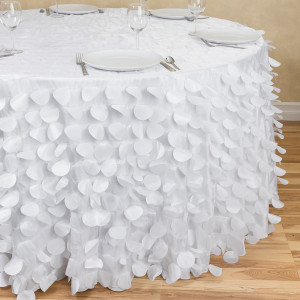Table cloth, for 5’ table, round, petal, white Cost per table cloth: TT$95.00 For orders under 5 tablecloths TT$115.00/tablecloth