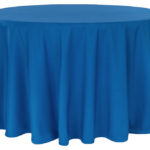 Polyester tablecloth, royal blue, round. Price: TT$40.00/item