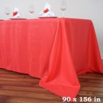 Polyester tablecloth, rectangular, coral - for 6-foot and 8-foot tables, full drape. Price: TT$40.00/item