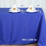 Polyester tablecloth, rectangular, royal blue - for 6-foot and 8-foot tables, full drape. Price: TT$40.00/item