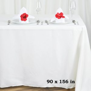 Polyester tablecloth, rectangular, ivory - for 6-foot and 8-foot tables, full drape. Price: TT$40.00/item